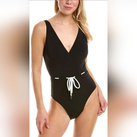 Robin Piccone Emma One-piece Swimsuit In Black NWOT Size 6 - Picture 1 of 4